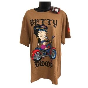 Betty Boop brown hot winking betty on motorcycle t-shirt size XL‎ new